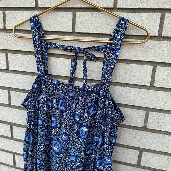 Old Navy Sleeveless Tie-Back Cutout Maxi Swing Dress Dark Sea Blue Print - Picture 4 of 14
